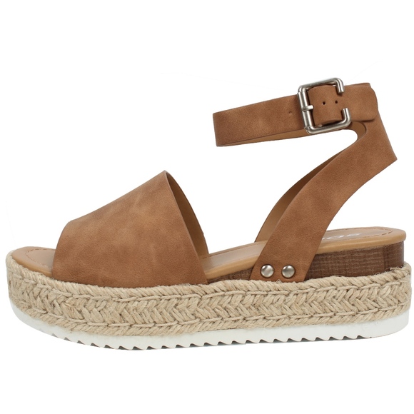 Tan Open Toe Halter Ankle Strap Espadrill - Picture 2 of 6